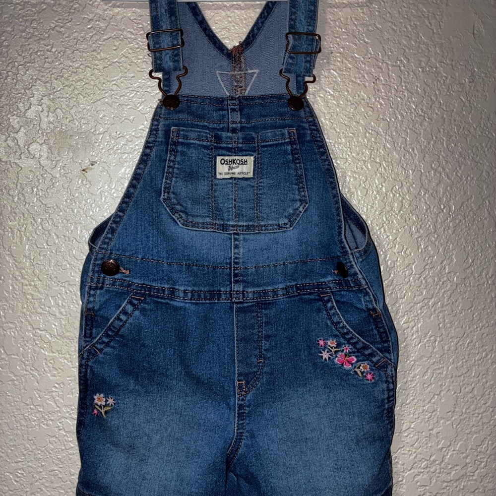 OshKosh B'gosh Floral Embroidered Denim Overalls